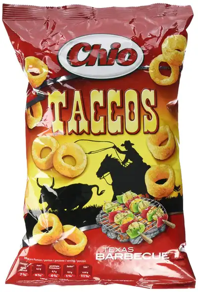 Opakowanie chrupek Chio Taccos Texas Barbecue.